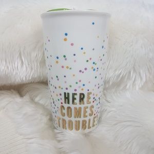 Here Comes Trouble Confetti Ceramic Tumbler Mug